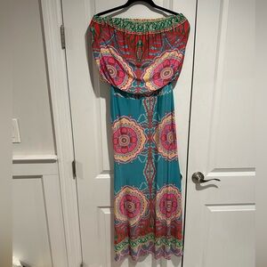 Colorful Strapless Maxi Mermaid Dress size L